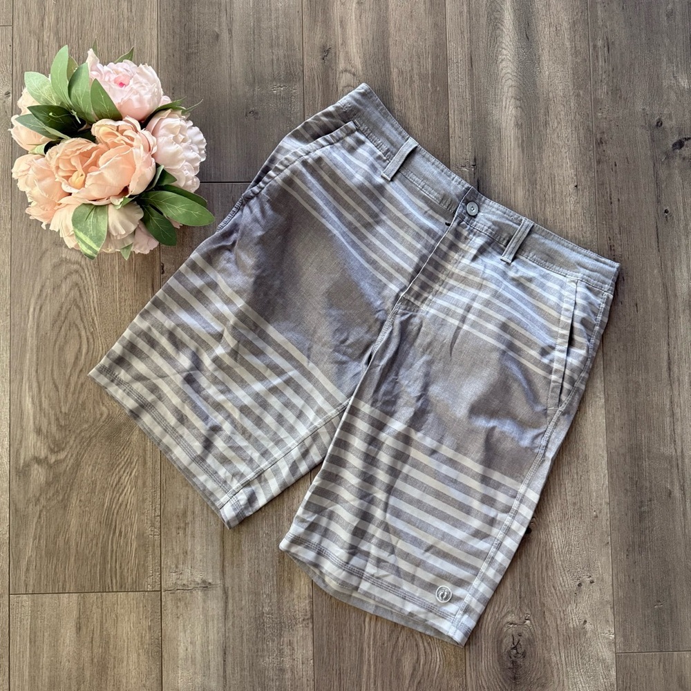 Men's Hang Ten Grey Stripe Classic Boardshorts Swim‎ Trunks